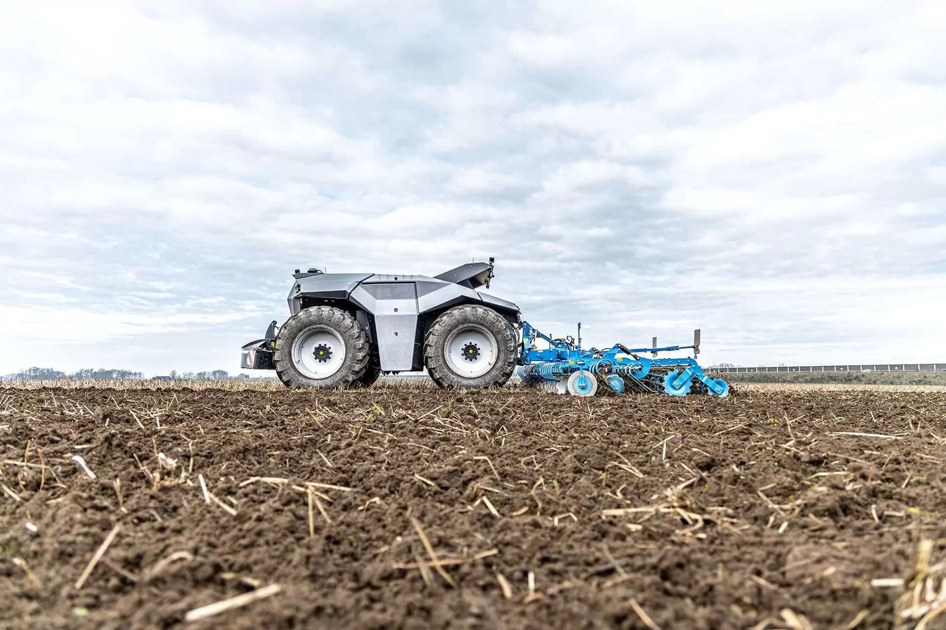 VTE vehicle in an agricultural field during testing